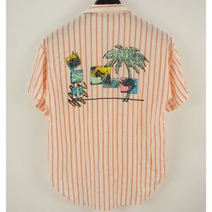 Vintage 1980s Pacific Heat MTV Surf Style Open Collar Camp Shirt Men's Medium